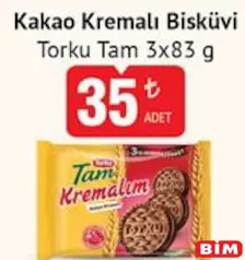 Torku Tam Kakao Kremalı Bisküvi 3x83 g - BİM'de 35,00 TL