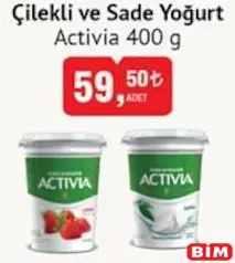 Activia Çilekli ve Sade Yoğurt 400 g - BİM'de 59,50 TL