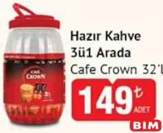 Cafe Crown Hazır Kahve 3ü 1 Arada 32'li - BİM'de 149,00 TL