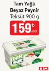 Teksüt Tam Yağlı Beyaz Peynir 900 g - BİM'de 159,00 TL