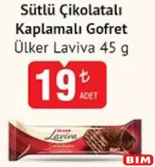 Ülker Laviva Sütlü Çikolatalı Kaplamalı Gofret 45 g - BİM'de 19,00 TL