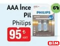 Philips AAA İnce Pil 6'lı - BİM'de 95,00 TL
