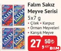 Falım Sakız Meyve Serisi 5x7 g - BİM'de 27,50 TL