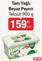 Teksüt Tam Yağlı Beyaz Peynir 900 g - BİM'de 159,00 TL