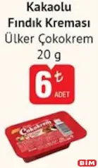 Ülker Çokokrem Kakaolu Fındık Kreması 20 g - BİM'de 6,00 TL