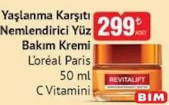 Loreal Paris C Vitamini Yaşlanma Karşıtı Nemlendirici Yüz Bakım Kremi 50 ml - BİM'de 299,00 TL