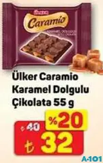 Ülker Caramio Karamel Dolgulu Çikolata 55 g - A101'de 32,00 TL