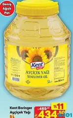 Kent Boringer Ayçiçek Yağı 5 L - A101'de 434,50 TL