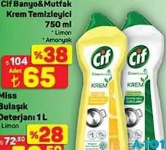 Cif Krem Banyo&Mutfak Yüzey Temizleyici 750 ml - A101'de 65,00 TL