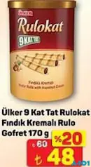 Ülker 9 Kat Rulokat Fındıklı Kremalı Rulo Gofret 170 g - A101'de 48,00 TL
