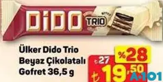 Ülker Dido Trio Beyaz Çikolatalı Gofret 36,5 g - A101'de 19,50 TL