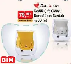 Glass İn Love Kedili Çift Cidarlı Borosilikat Bardak