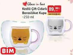 Glass İn Love Kedili Çift Cidarlı Borosilikat Kupa