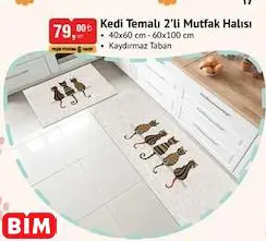 Kedi Temalı 2’Li Mutfak Halısı