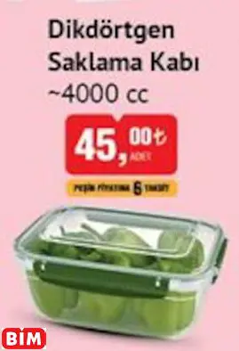 Dikdörtgen Saklama Kabı ~4000 Cc