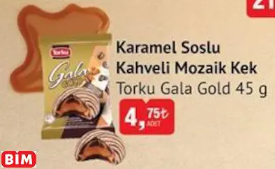Torku Gala Gold  Karamel Soslu  Kahveli Mozaik Kek