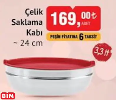 Emsan Çelik Saklama Kabı  ~ 24 cm