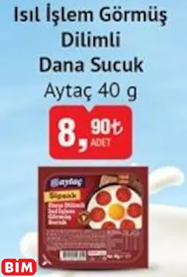 Aytaç  Isıl İşlem Görmüş Dilimli Dana Sucuk