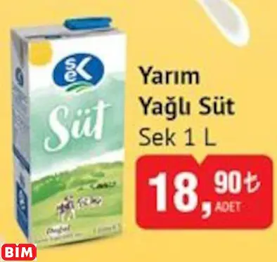 Sek Yarım Yağlı Süt Sek Yarım Yağlı Süt