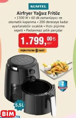 Kumtel Airfryer Yağsız Fritöz