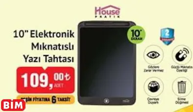 House Pratik 10” Elektronik Mıknatıslı Yazı Tahtası