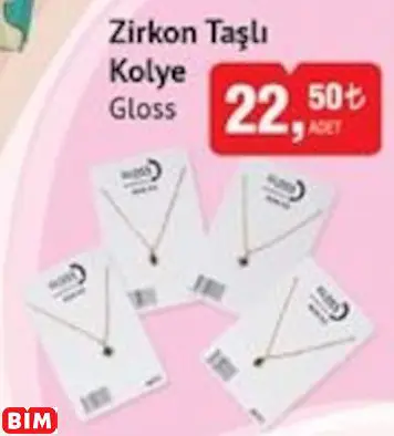 Gloss Zirkon Taşlı Kolye