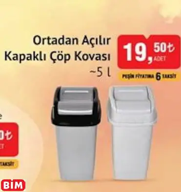 Ortadan Açılır Kapaklı Çöp Kovası