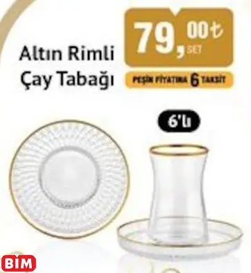 Colorina Altın Rimli Çay Tabağı