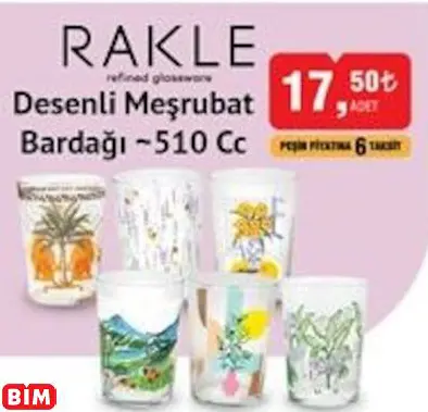 Rakle Desenli Meşrubat Bardağı