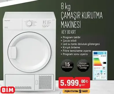KEYSMART KEY 80 KRT 8 kg Çamaşır Kurutma Makinesi KEYSMART KEY 80 KRT 8 kg Çamaşır Kurutma Makinesi