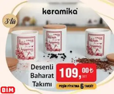 Keramika Desenli  Baharat  Takımı