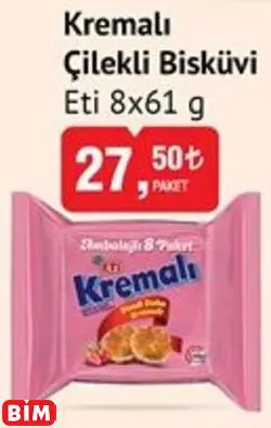 Eti  Kremalı Çilekli Bisküvi