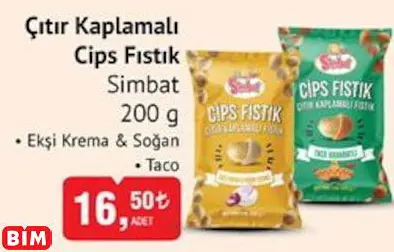 Simbat  Çıtır Kaplamalı Cips Fıstık