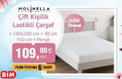 Molinella Çift Kişilik Lastikli Çarşaf