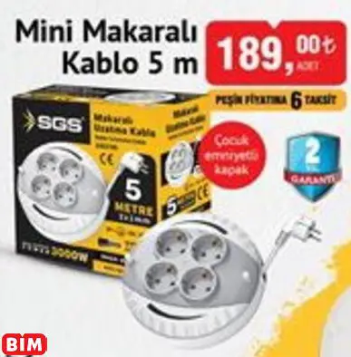 Sgs Mini Makaralı Kablo 5 M