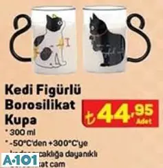 Kedi Figürlü Borosilikat Kupa