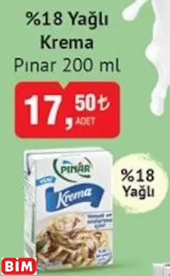 Pınar  %18 Yağlı Krema