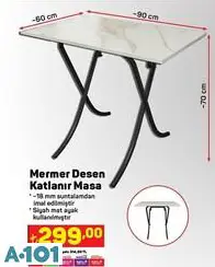 Mermer Desen Katlanır Masa