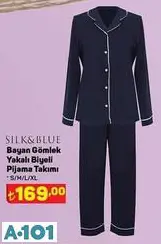 silk&blue bayan gömlekli yakalı pijama takımı