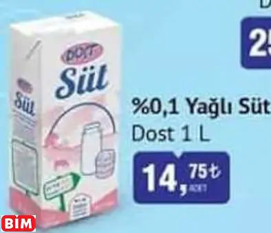 Dost %0,1 Yağlı Süt Dost %0,1 Yağlı Süt