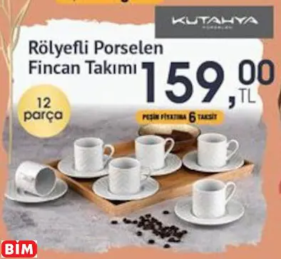 Kütahya Porselen Rölyefli Porselen Fincan Takımı