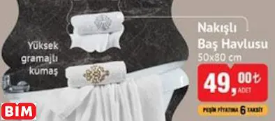 Nakışlı Baş Havlusu 50x80 cm Nakışlı Baş Havlusu 50x80 cm
