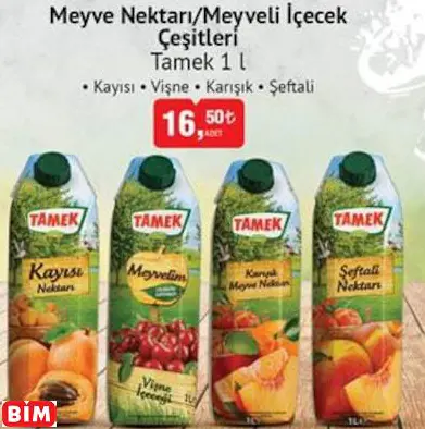 Tamek Meyve Nektarı / Meyveli İçecek Çeşitleri