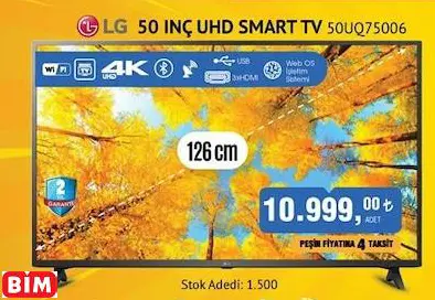 LG 50 INÇ UHD SMART TV 50UQ75006/Akıllı Televizyon