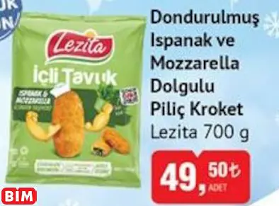 Lezita Dondurulmuş Ispanak ve Mozzarella Dolgulu Piliç Kroket Lezita Dondurulmuş Ispanak ve Mozzarella Dolgulu Piliç Kroket