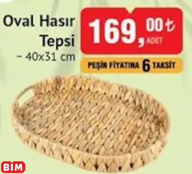 Naturalove Oval Hasır Tepsi ~ 40X31 Cm