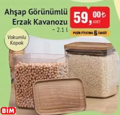 Okyanus Home Ahşap Görünümlü Erzak Kavanozu  ~ 2.1 L