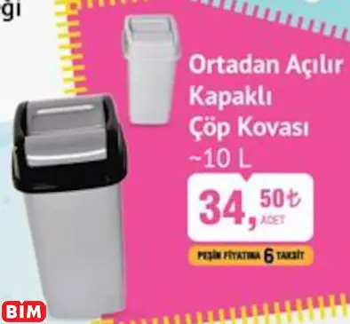 Ortadan Açılır Kapaklı  Çöp Kovası ~10 L