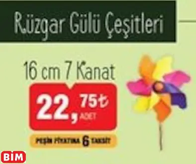 Rüzgar Gülü 16 Cm 7 Kanat