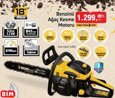 SGS Benzinli Ağaç Kesme Motoru SGS Benzinli Ağaç Kesme Motoru
